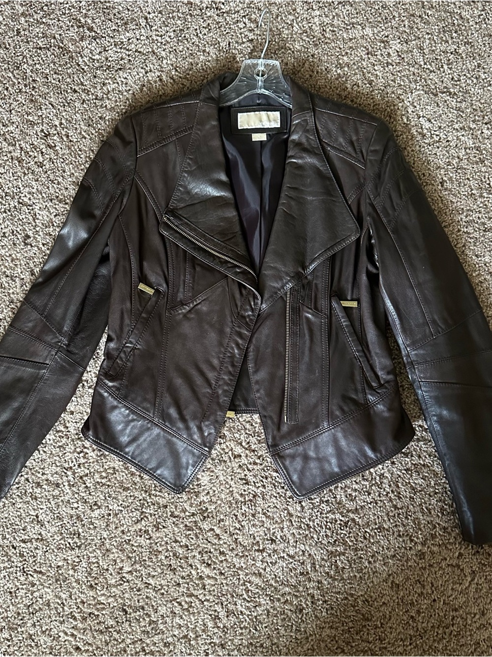 Michael Kors Dark Brown Leather Moto Jacket
